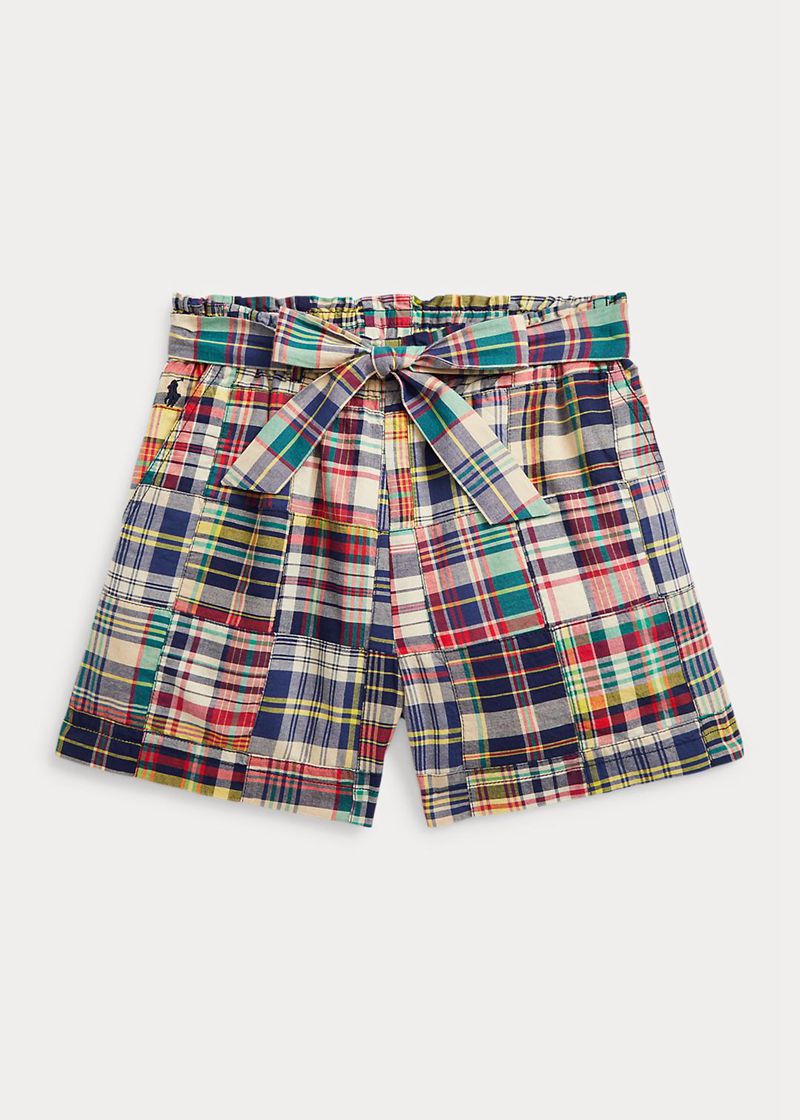 Shorts Ralph Lauren Niña 7-14 Años Belted Patchwork Madras Paperbag Chile Multicolor PXVSW-1867